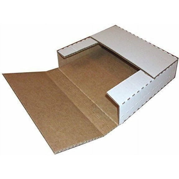 100 - 12 1/8" x 9 1/8" x 2" White Multi Depth Bookfold Mailer Book Box Bookfolds