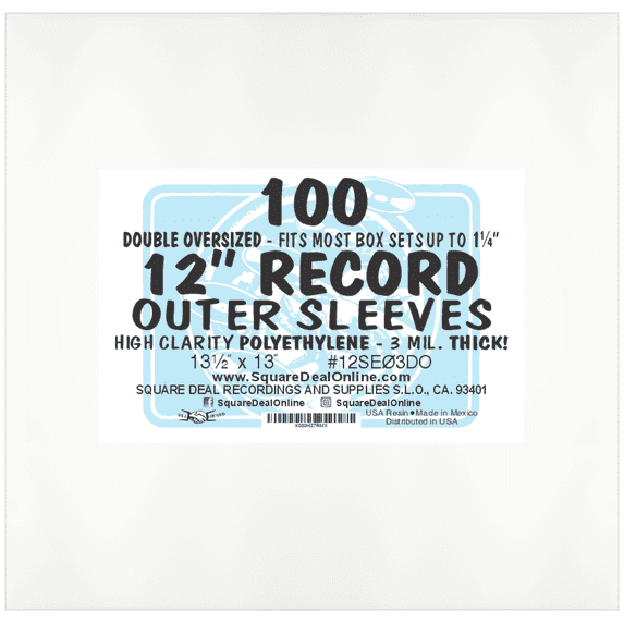 (100-Pack) Double Oversized 12 Inch Vinyl Record Outer Sleeves – 3 Mil High-Clarity Virgin Polyethylene – Flush Cut with Lip for Easy Insertion – Archival Protection for Most Box Sets up to 1.25 Inch