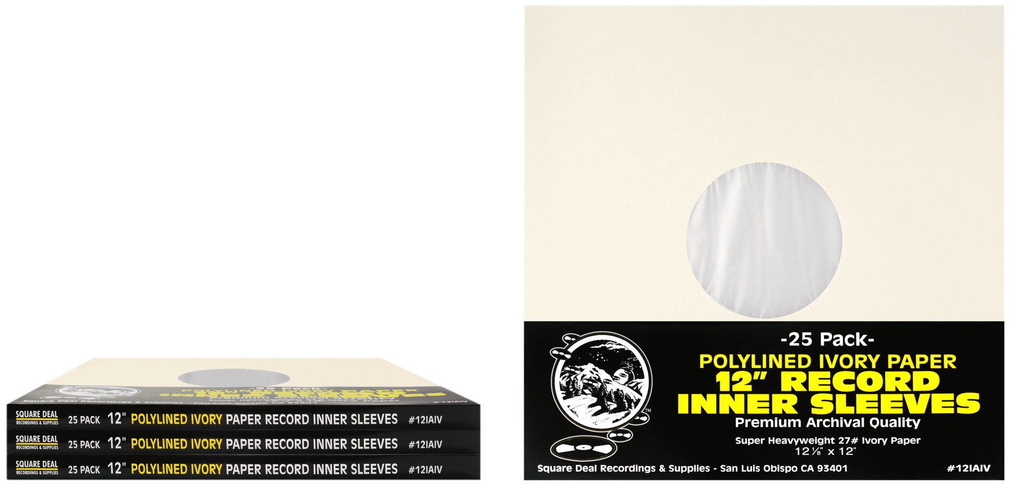 Polylined Inner Sleeves (100) 12 Premium Ivory Polylined Record Inner Sleeves - Archival ...