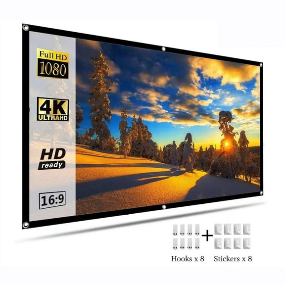 100" 120" Portable Projector Screen Simple Curtain Anti-Light Projection Screens For Home Outdoor Office Projetor ,Wrinkle-Resistant Design