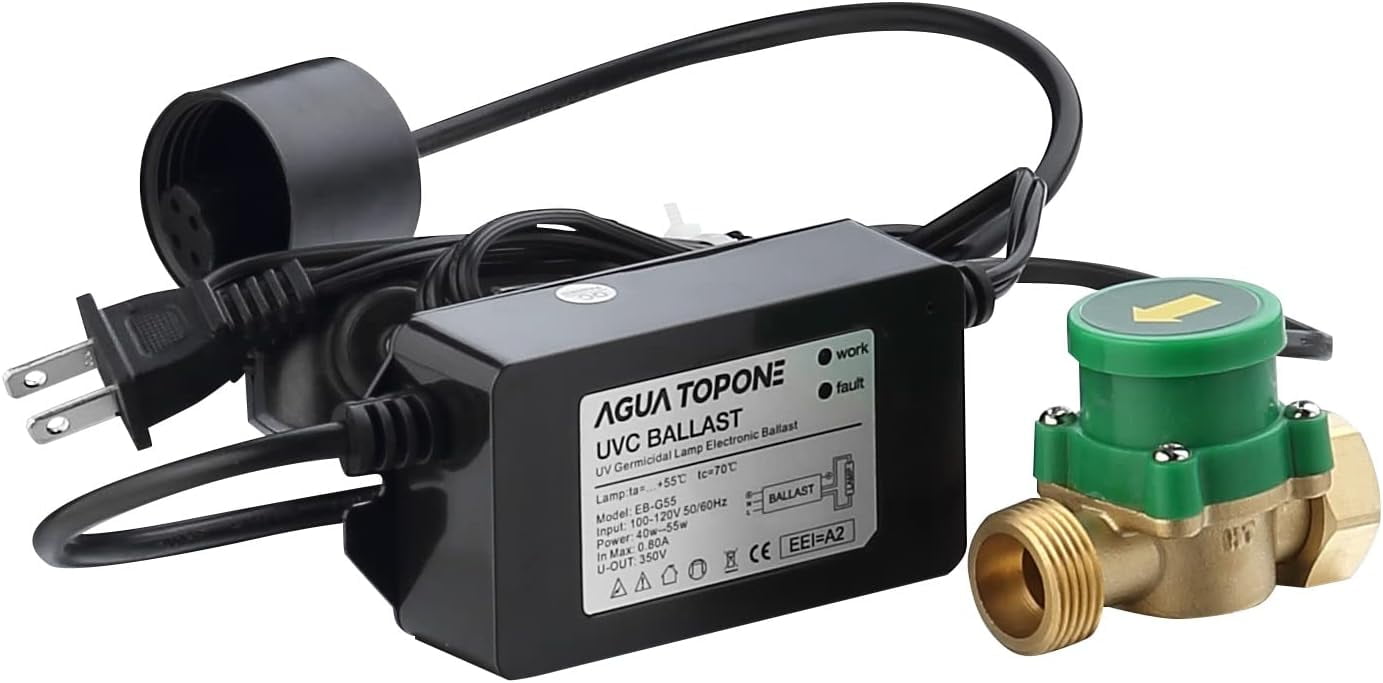 Bluonics UV Ballast - 100-120V For 55W UV Light, With Smart Flow Sensor & Indicator Alarm, 4 Prong