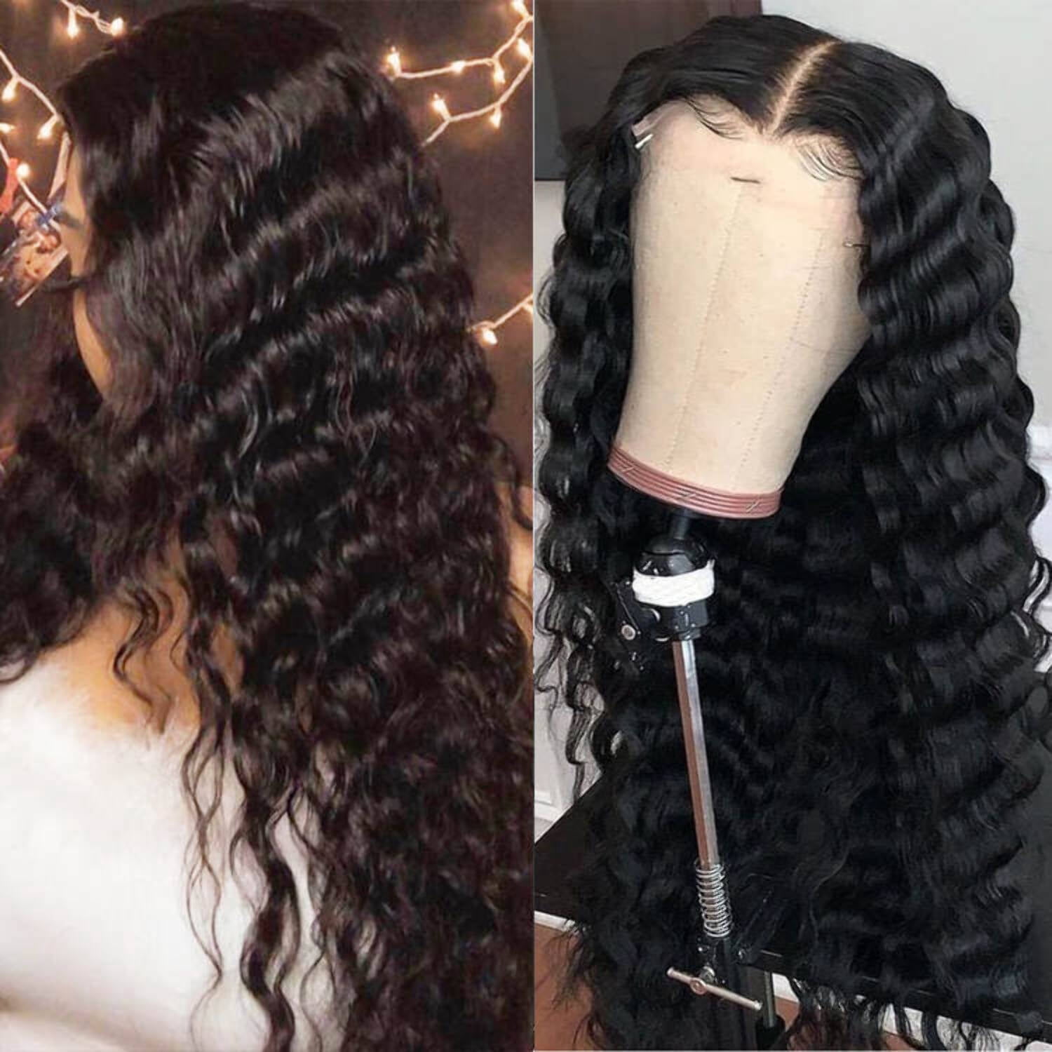 100% 13*4 Human Virgin Frontal Wig-Deep Loose For Women - Walmart.com