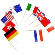 100/150/ 200 Pcs National Flag Toothpicks France American Flag Cupcake Toppers for Cocktail Sticks Sandwich Party Accessory Birthday Wedding Party Cake Decorations
