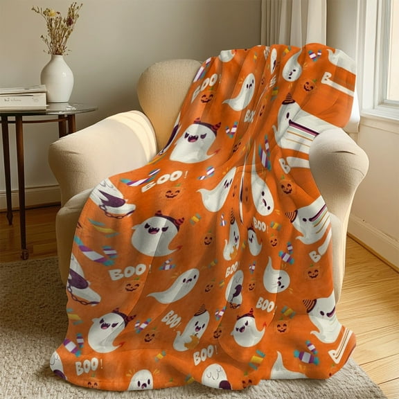 100 * 150 Halloween Flannel Plush Blanket Am C Polyester Blanket Color:AM Material:Polyester Fiber