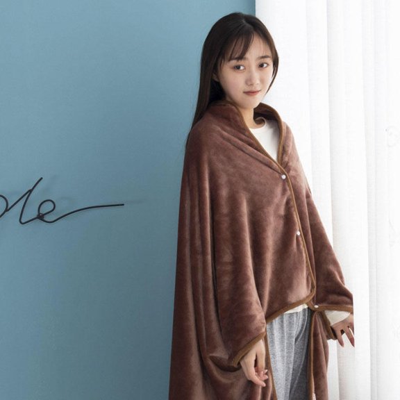100*150cm Wearable Blanket,Lap Blanket Comfy Poncho Throw with Buttons for Bed Sofa Office,