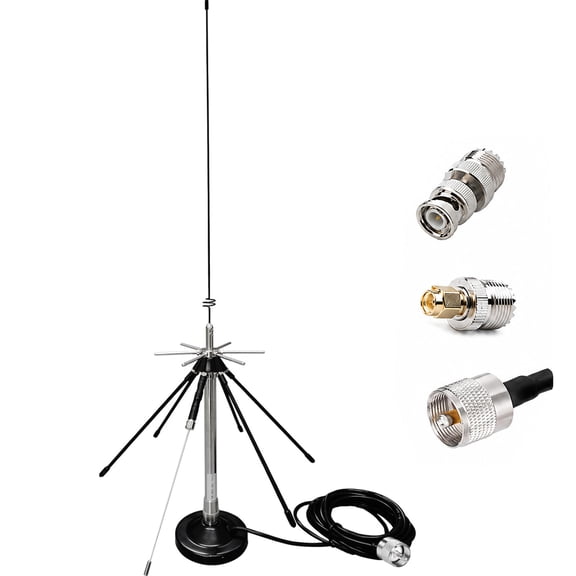 100-1600MHz Discone Antenna with 5m Cable, Magnetic Base Desktop Mount, UHF VHF Receiver Antenna for Police Scanner and SDR Applications