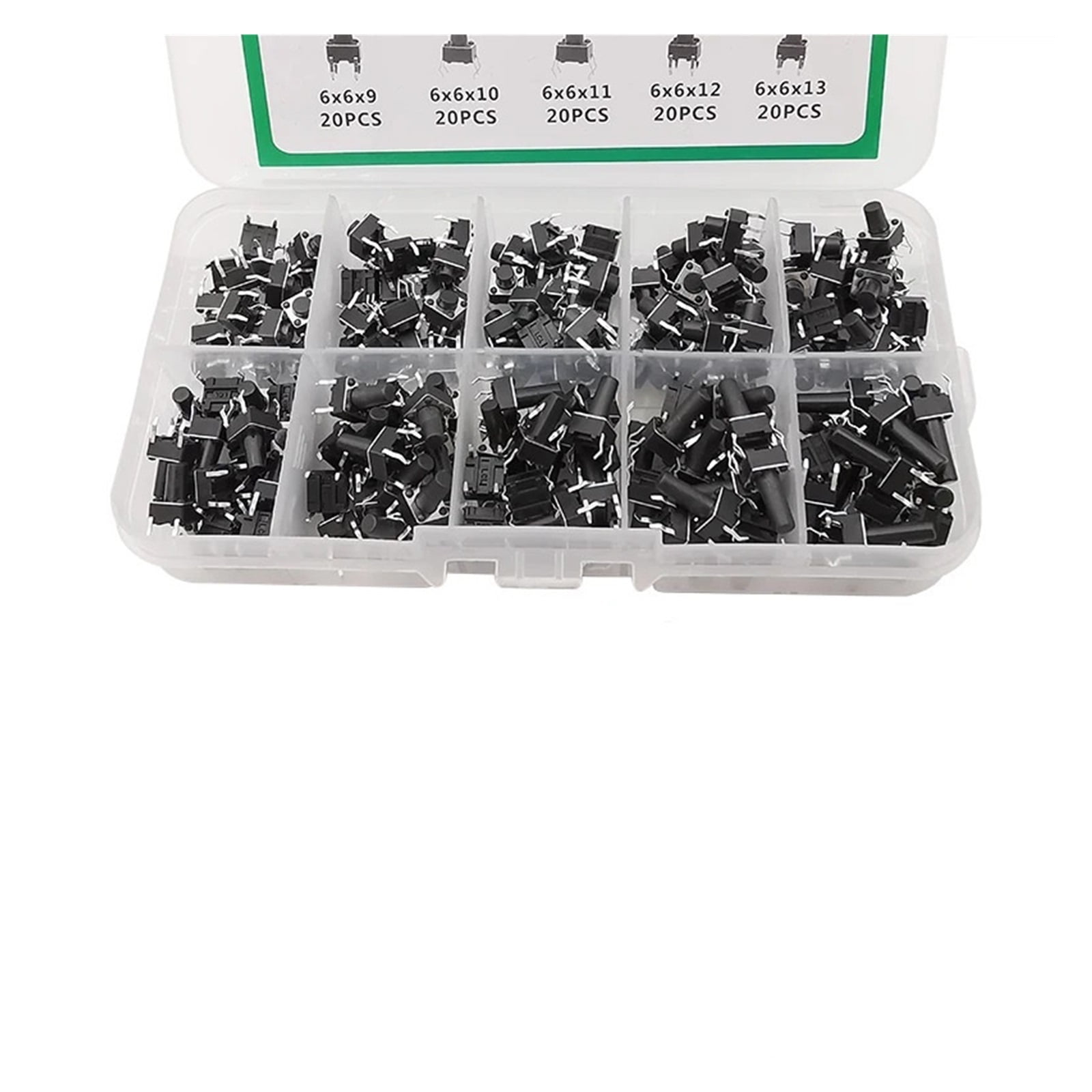 100/180/200Pcs 6*6 Tact Tactile Push Button Switch 4.3mm-13mm DIP 4Pin ...