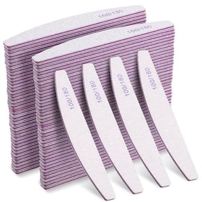 100/180-Grit Angled Nail File, Pink, 100 Count