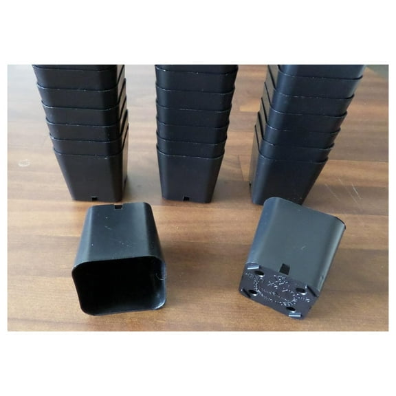 100 2" Inch pots for Starting seedlings 2" Square Durable Reusable Plastic Starter Black