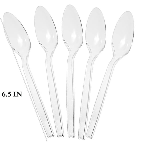 100/200/300/400/500/600 Transparent Plastic Spoons Disposable Transparent Spoons, Heavyweight Tableware