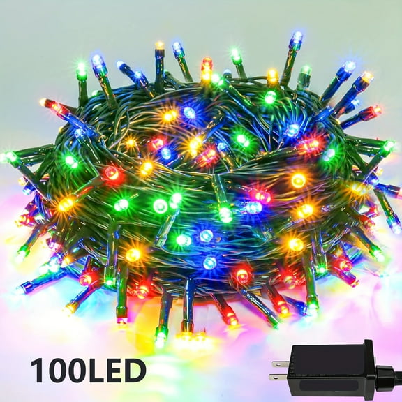100/200/300/500 LED Multi-color Christmas Lights Outdoor & Indoor, Green Line, Memory Function & Timer & 8 Modes, Super Bright Light, For Christmas Tree Holiday Party Garden