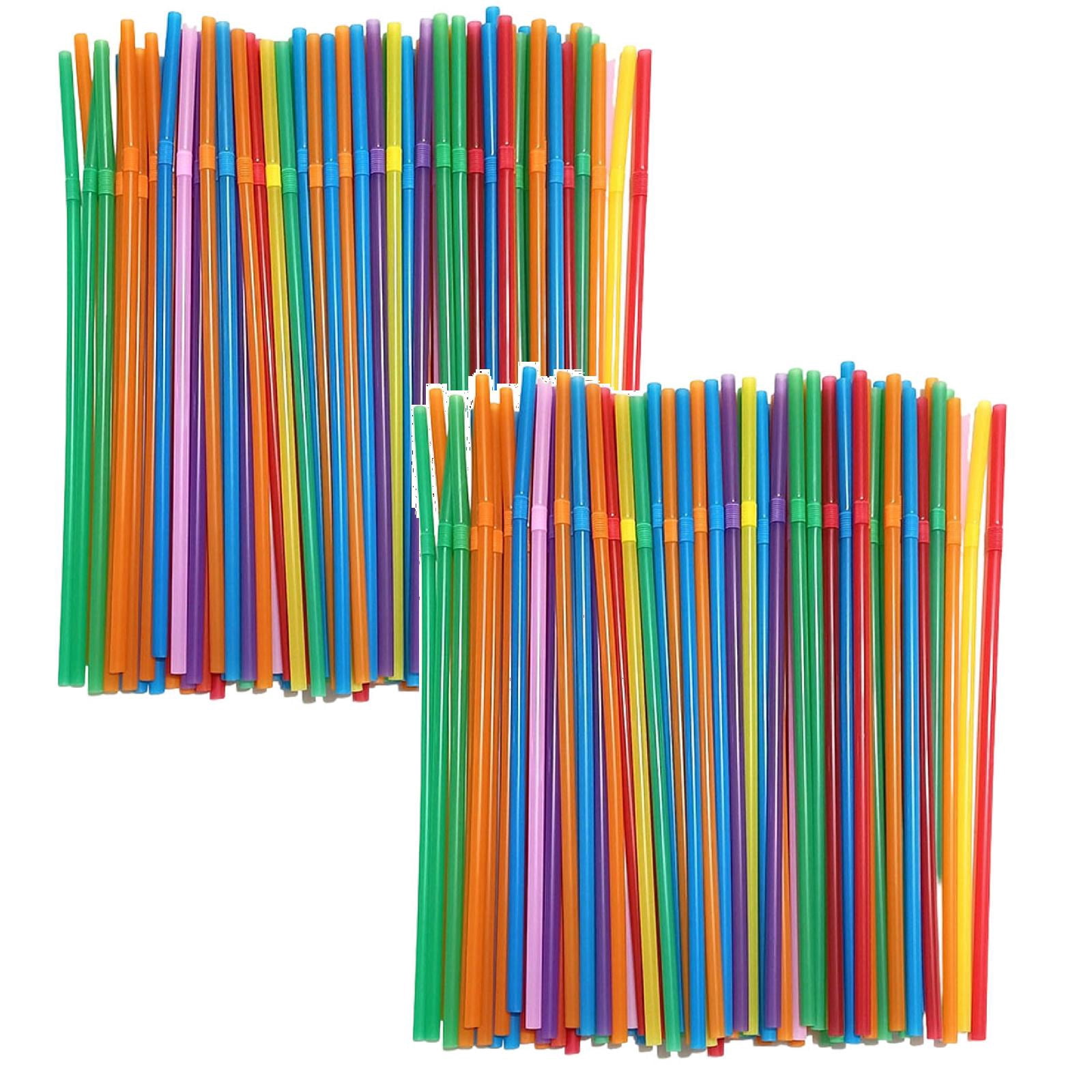 100/200/300 Pieces Disposabl Drinking Straw, Colorful Extra Long ...