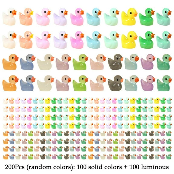 100/200/300Pcs Resin Mini Duck Miniature Figurines Ornaments Colorful Duck Garden Landscape Plants Tiny Crafts Decoration Duck