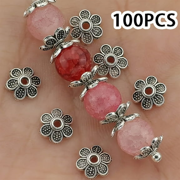 Ancient Silvery Daisy Alloy Bead Cap Spacer Beads, 100/200/300pcs
