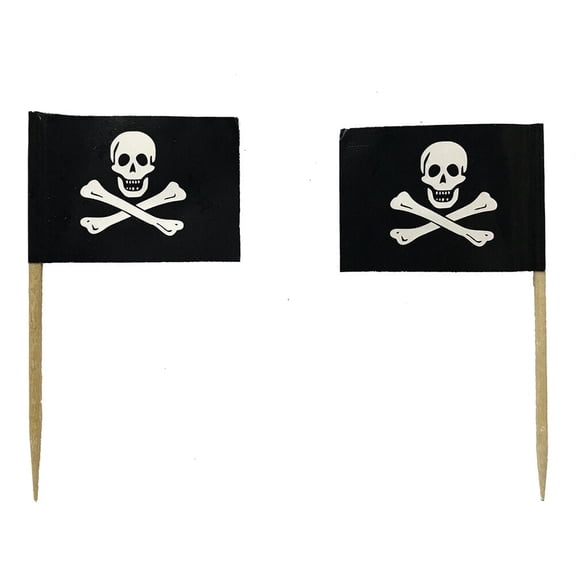 100 PCS Pirate Flag Cocktail Pick Cheese Snack Party Toothpicks Halloween