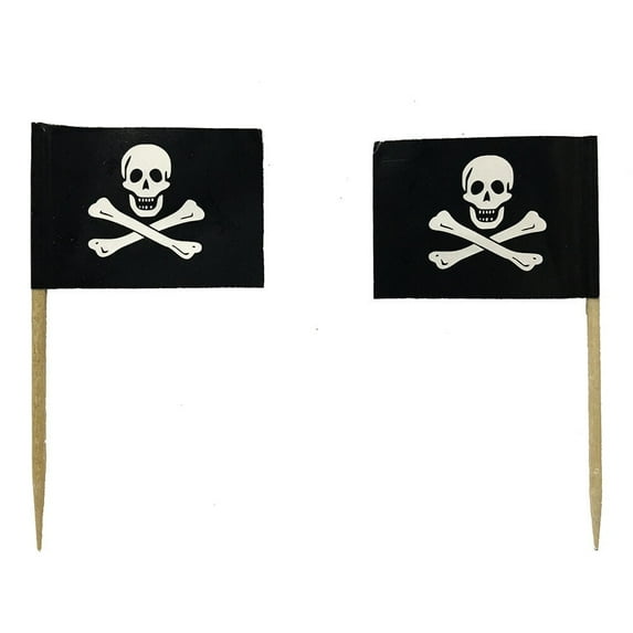 100 PCS Pirate Flag Cocktail Pick Cheese Snack Party Toothpicks Halloween