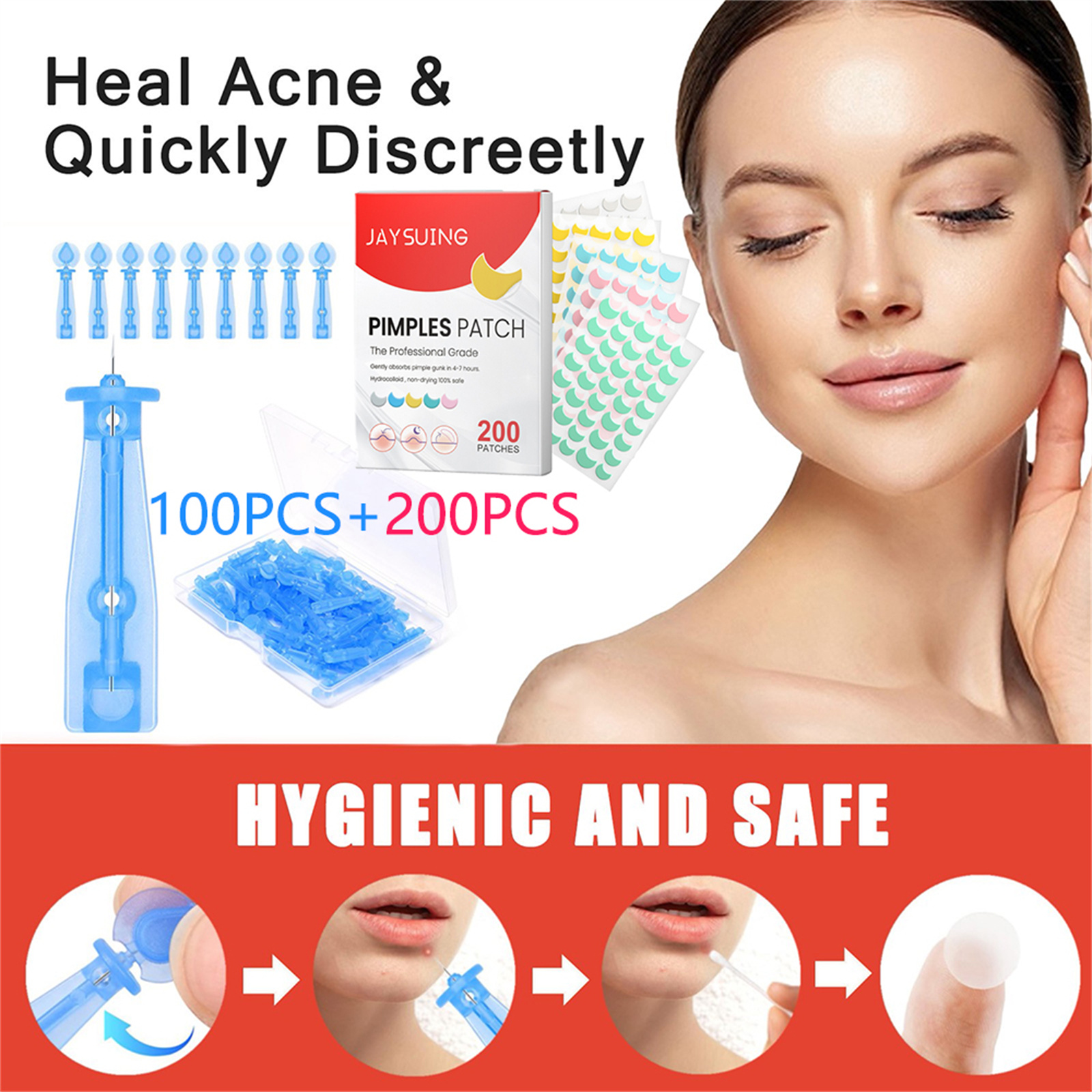 100+200PCS Sterile Pimple Needles SetEffective Remove Acne & Blackhead