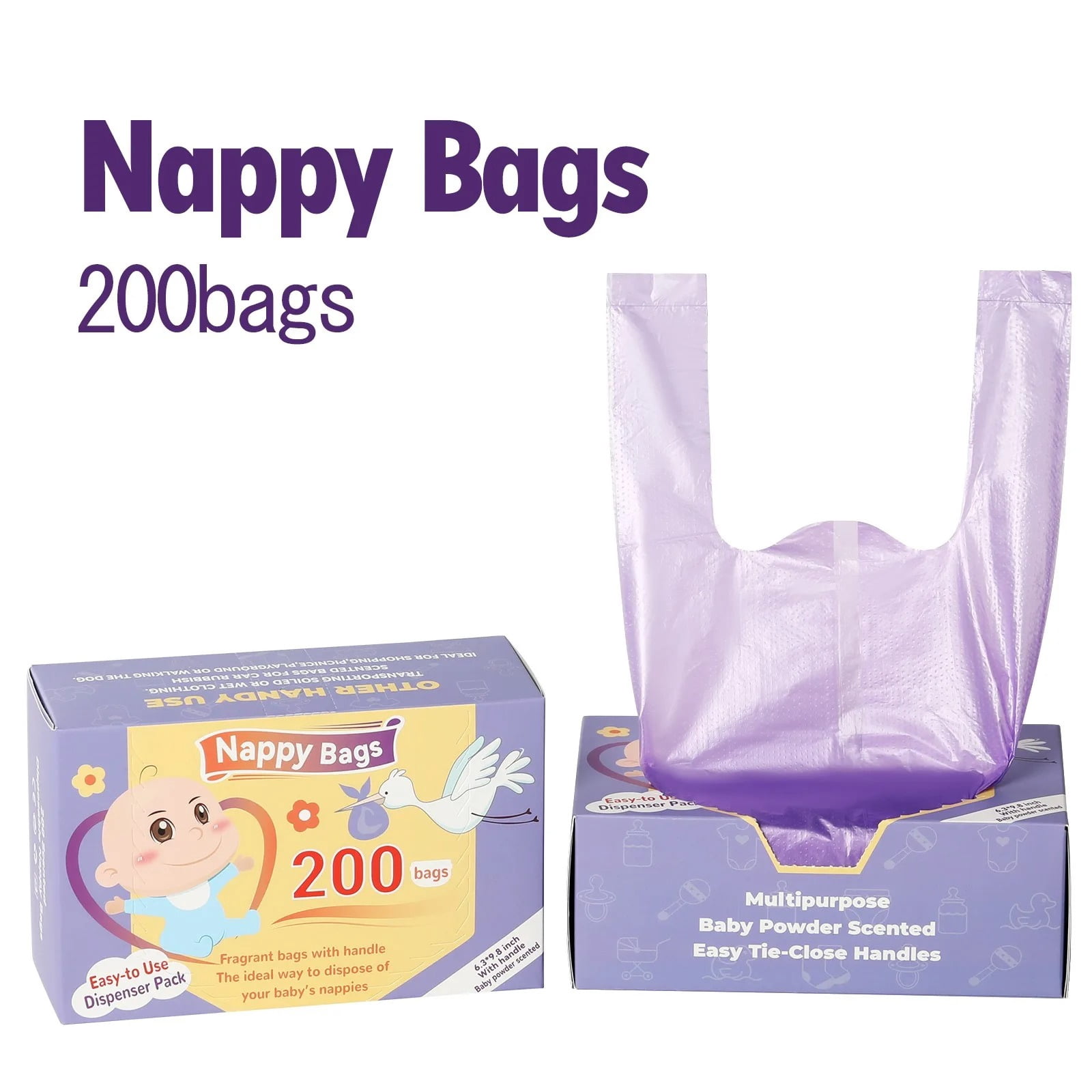 100/200pcs Portable Garbage Bag Disposable Nappy Bags Scented Hygiene Bags For Diaper Disposal Or Feminine Products