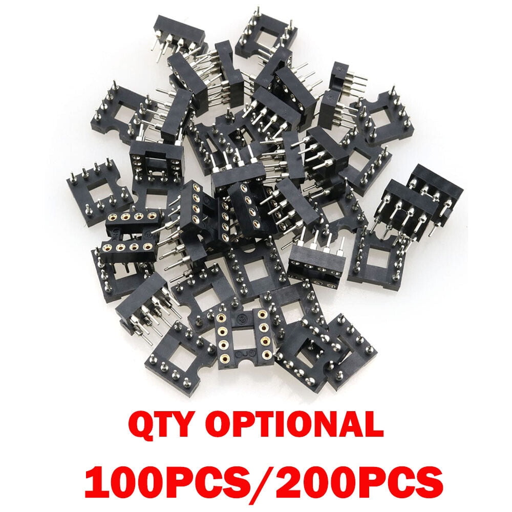 Round Ic 100/200x 8 Pin DIP SIP Round IC Socket Adaptor Solder Type Gold Plated ...