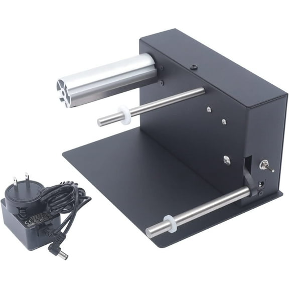 100-220V Automatic Label Rewinder 7.09in Label Rewinding Tool Electric Two-Way Rewinding Machine for Bar Code 1-8 inches/sec Speed 7.87x6.89x5.51in