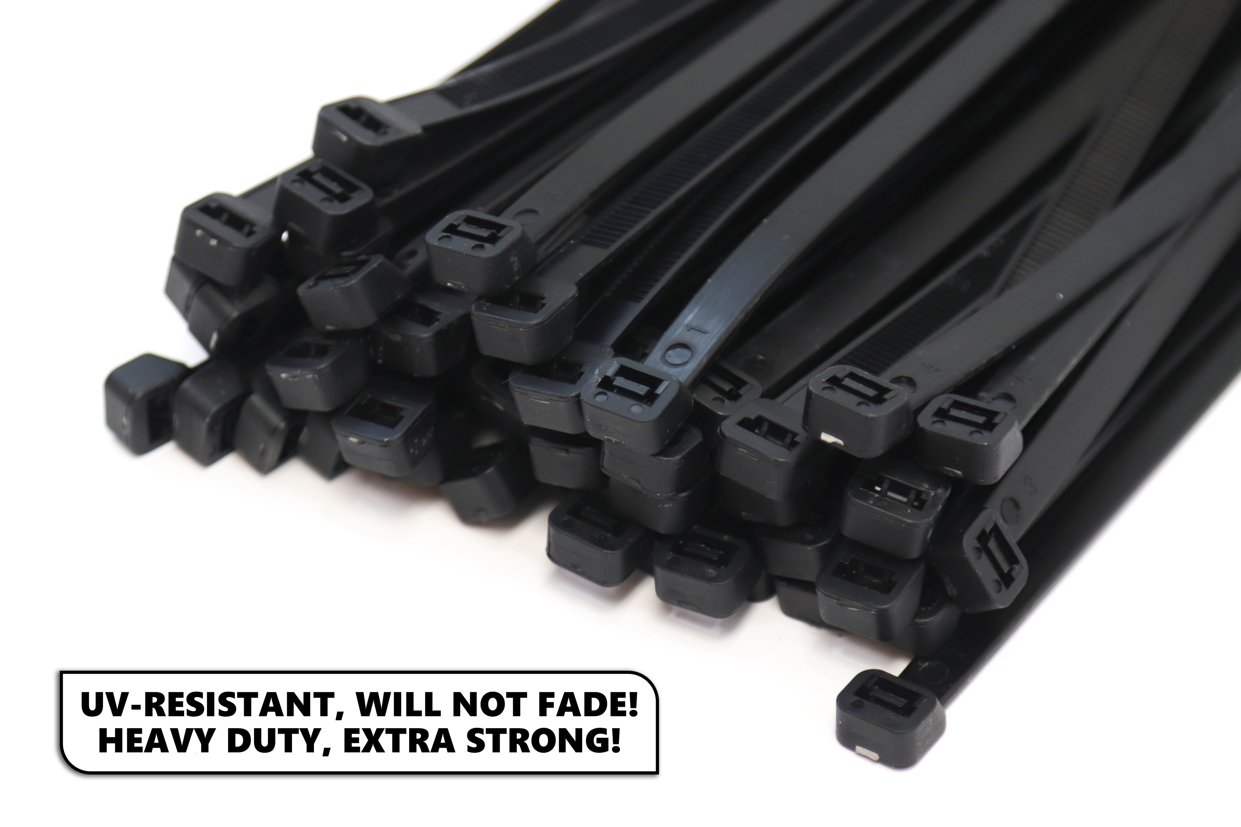 100 24" UV BLACK NYLON WIRE CABLE ZIP TIE WRAP, Heavy Duty 175 Lbs
