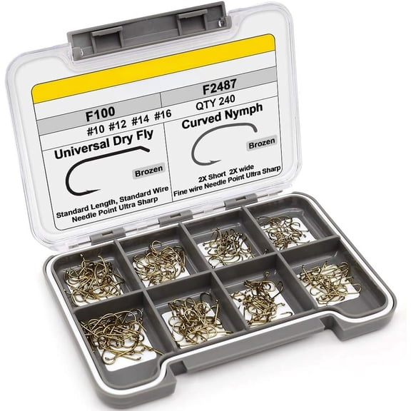 100-240-Pack Barbless Fly Tying Hooks – 10 # -16 #   Curved Czech Scud/BL Nymph |   Dry/Wet Fly Ready Durable, Go-To for Fly Anglers/Fly Tying Enthusiasts