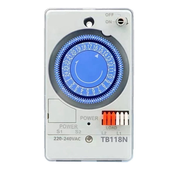 100-240VAC 50-60Hz TB118N Din Rail Mechanical Switch Waterproof with Transparent Plastic Protective Cover Battery