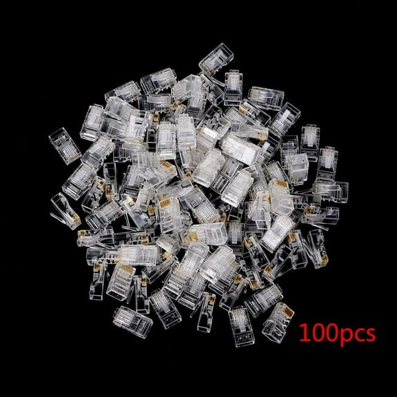 100/25PCS Crystal for Head RJ45 CAT5 Network Cable Modular Plug Gold Plated Network Connector RJ45 Plug Terminals