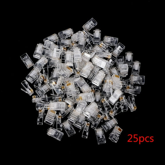 100/25x Crystal for Head RJ45 CAT5 CAT5E Modular Plug Gold Plated Network Connec