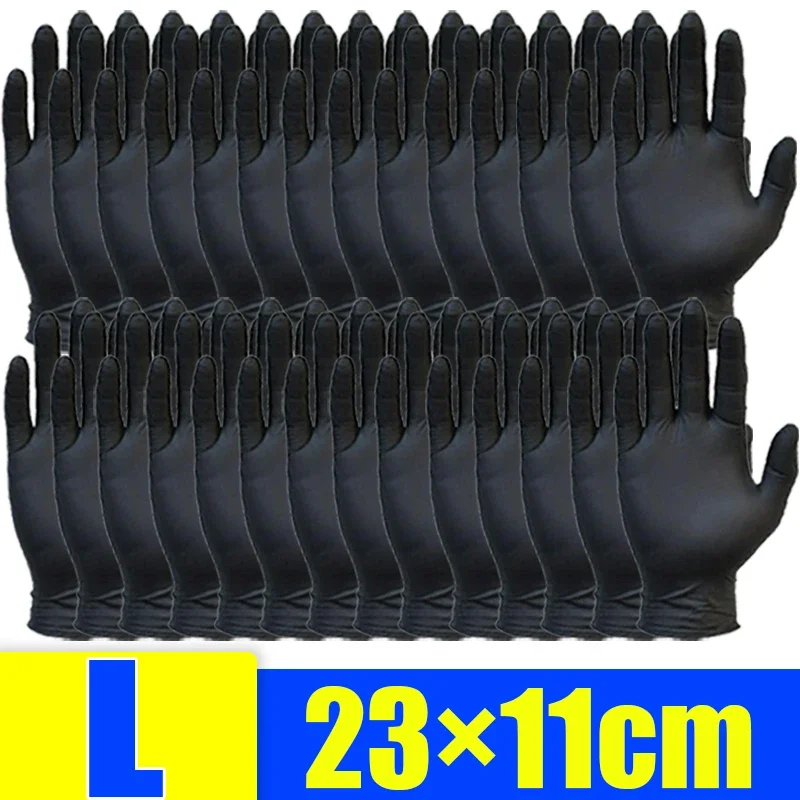 100/2PCS Disposable Black Nitrile Gloves Latex Free Waterproof for Food