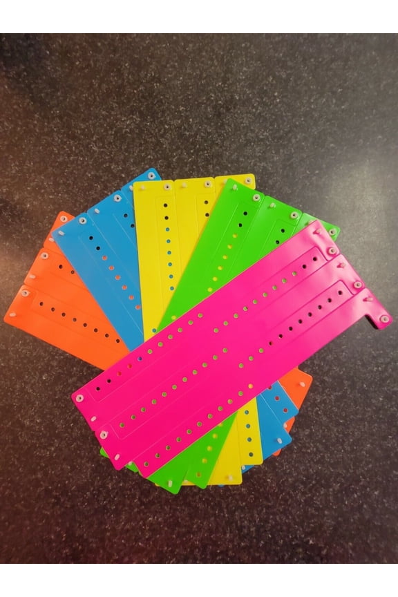 100  3/4"  ASSORTED NEON PLASTIC/ VINYL WRISTBANDS, WRISTBANDS FOR EVENTS,