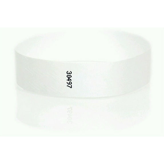 100 3/4" WHITE WRISTBANDS, WHITE PAPER WRISTBANDS, WHITE ARM BANDS