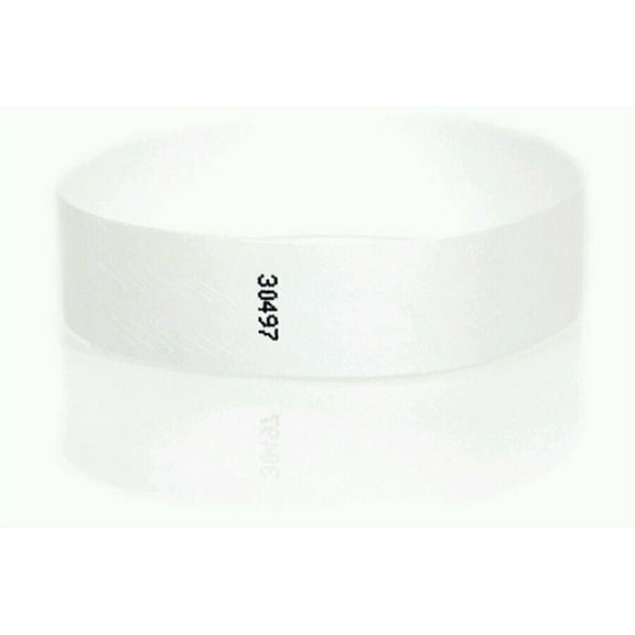 100 3/4" WHITE WRISTBANDS, WHITE PAPER WRISTBANDS, WHITE ARM BANDS