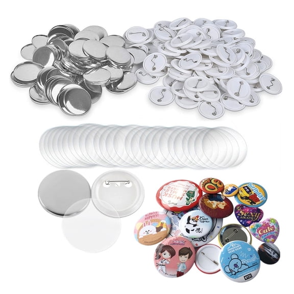 100/300/500Pcs Blank Badge Button Parts, DIY Round Badge Blank Button Pins Parts Supplies For Badge Press Machine 25/32/37/44/58MM ,Easy to Use