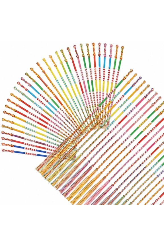 100/300 Pcs Friendship Bracelets Bulk - Braided String Bracelets In Assorted Rainbow Colors, Straight Weave Woven Bracelets for Party Favors, Festivals, Summer Camp