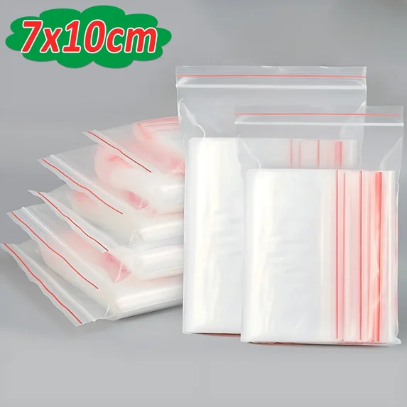 100-300pcs Thicken Zipper Self-sealing Bags Plastic Clear Reusable Small Packing Jewelry Storage Bag Reclosable Poly Bag Pouches B-7x10cm 100 PCS