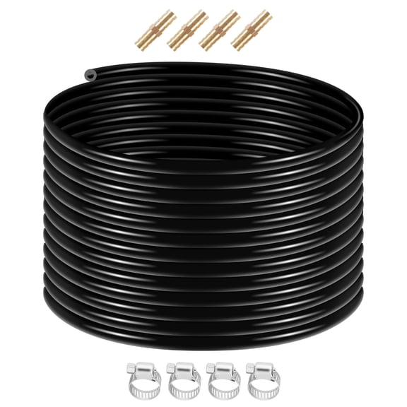 100/323/656ft Aeration Hose & Tubing with Self-Sinking Design, 4 Stainless Steel Clamps & 4 Copper Anchors, for Aquaculture, Ponds & Fountains