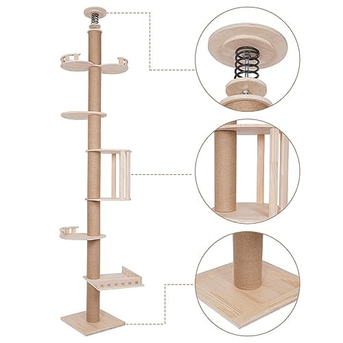100.4 104.3inch Cat Furniture Tall Wood Cat Tower Tree Modern Cat Tree Cat Furniture Wood Color Cat Tree Branch for Large Cat Walmart