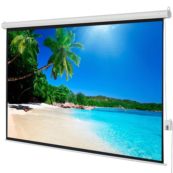 Motorized 100"4:3 Projector Screen - 80"x60" Matte White 1.3 Gain, Remote Control, Dual Wall/Ceiling Mount, Ideal for Home Theater & Presentations