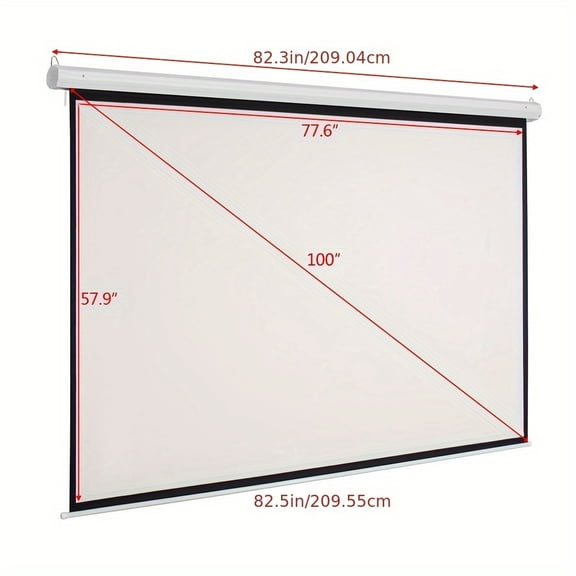 100" 4:3 Motorized Projector Screen, 80"x60" Matte White 1.3 Gain Surface, Remote Control, Dual Wall/Ceiling Mount, Ideal for Home Theater, Classroom & Presentations
