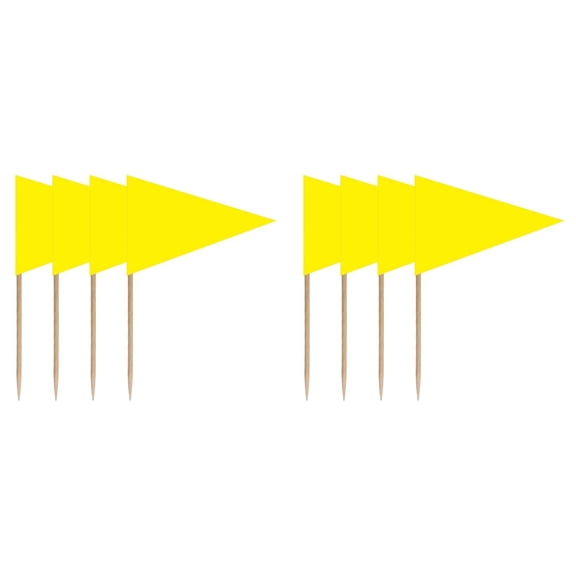 100-400PC Solid Yellow Toothpick Flags Small Mini Plain Yellow Color Triangle Stick Cupcake Toppers Flags DIY Decoration Blank Solid Color Toothpick Flag for Fruit Cupcakes Food Decorations