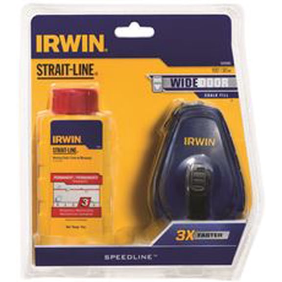 Irwin Speed-Line Chalk Reel And 4 Oz. Red Chalk 100' 3:5:1 Gear Ratio