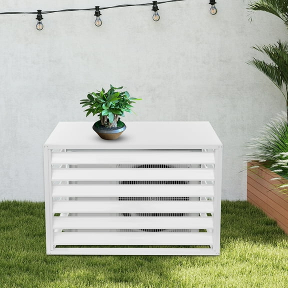 100*50*70cm Air Conditioner Fence W/4-Panel White Privacy Fence Panels for Outside Unit Ac Fence for Outside