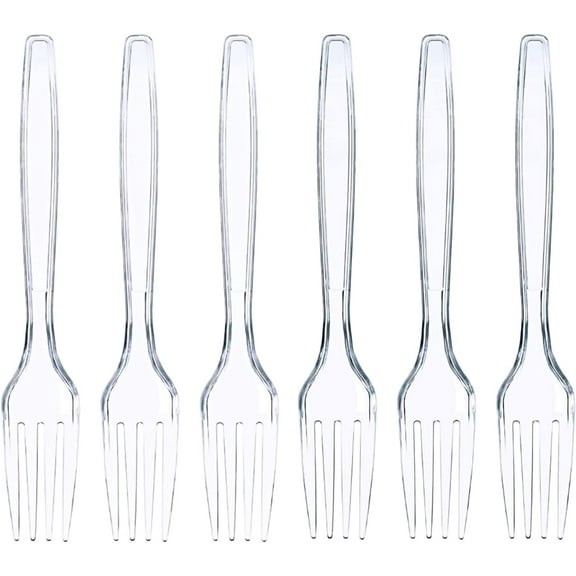 [100 \/ 50 Count] Plastic Forks Heavy Duty - Clear Forks Plastic Disposable (50)