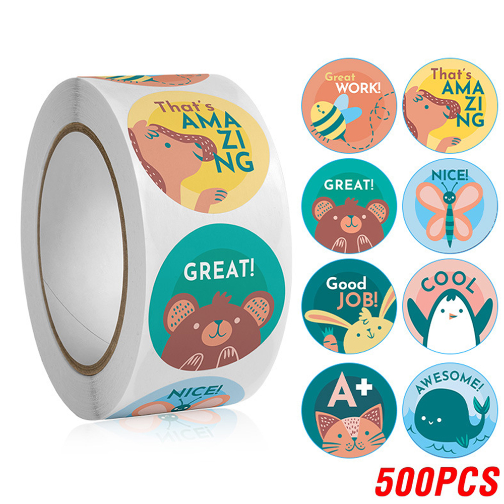 100-500pcs 1inch Cartoon Animal Children Sticker Label Thank You Cute ...