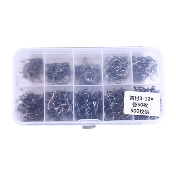 100/500pcs Steel Barbed Fish Hooks Replacement Eyed Sea Fish Hooks Rustproof Carp Circle Hooks Baits Holder Hooks