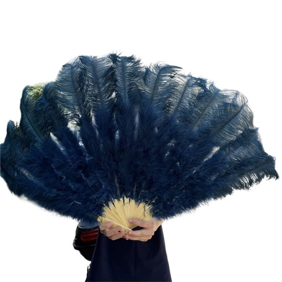 100*60CM Red Ostrich Feather Fan 13 Bones Wedding Foldable HandHeld Fans Stage Performance Props
