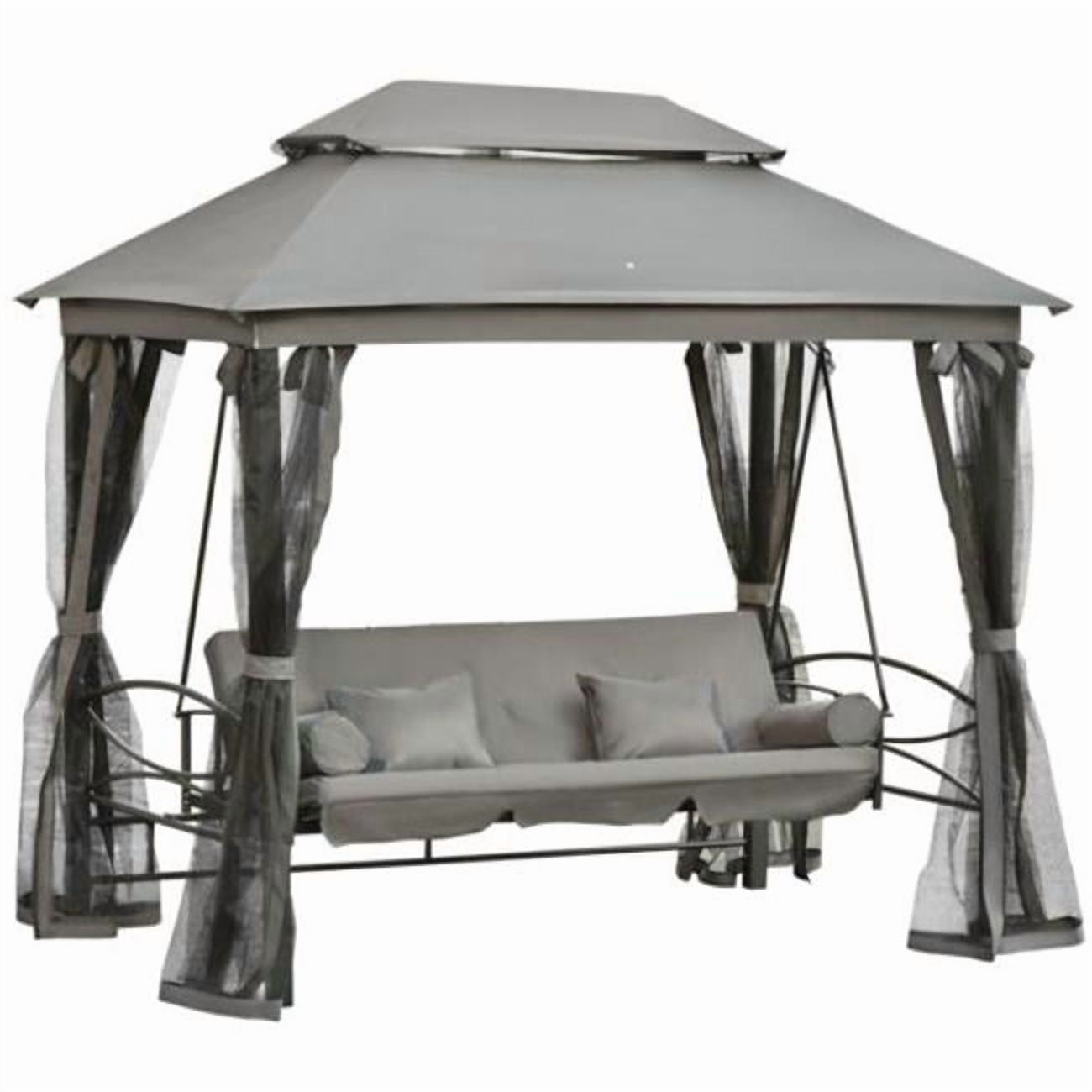 100.75 x 67.75 x 97.75 in. Outdoor Daybed Swing, Gray