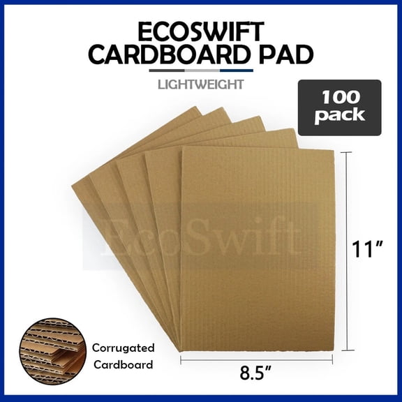 100 8.5x11 EcoSwift Corrugated Cardboard Pads Inserts Sheet 1/8" Thick 8 1/2 x11