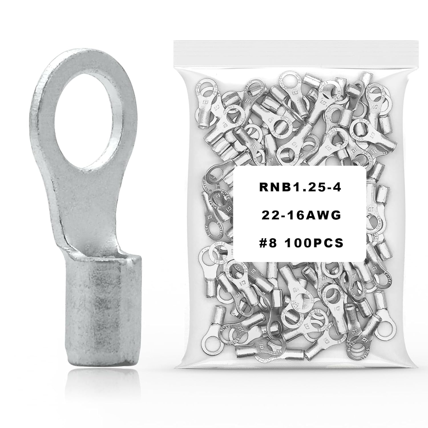 100#8 non-insulated ring terminal, 22-16 copper wire connector, type crimp connector kit